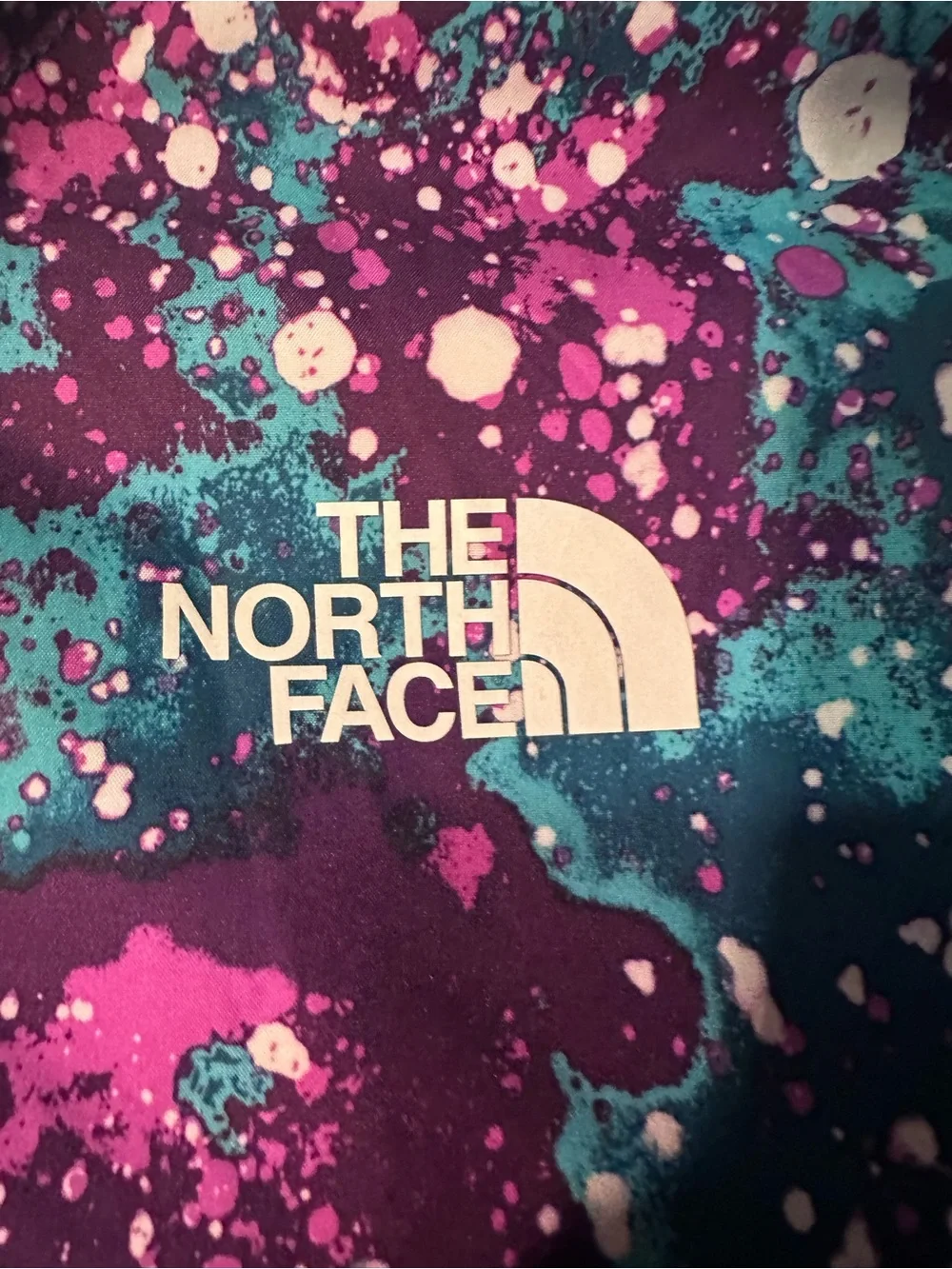 The North Face Kids Printed Resolve Reflective Jacket in Teal and Purple